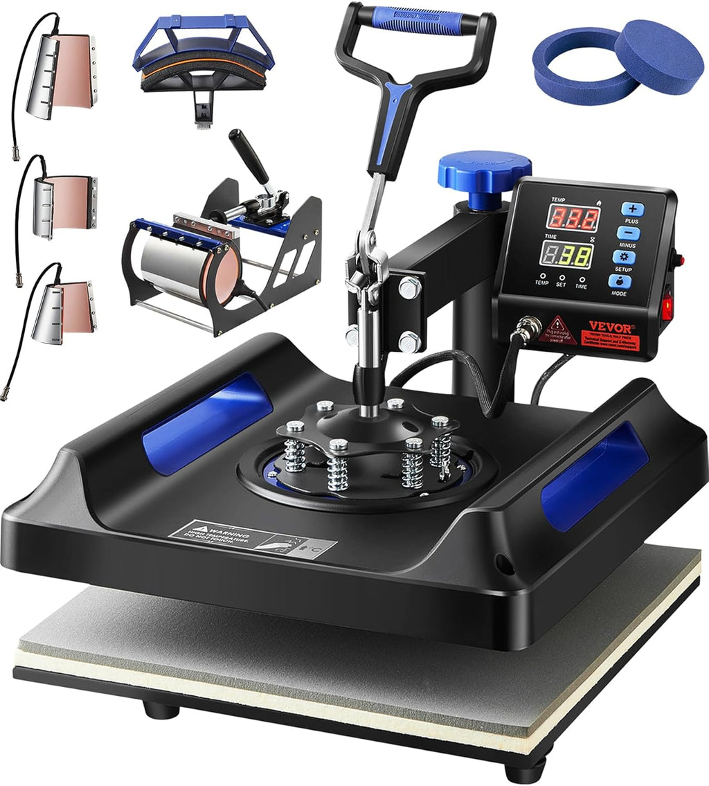 SucceBuy Combo Heat Press Machine 5/6/8 in 1 30*38CM 38*38CM Muntifunctional Sublimation Printer Transfer Mug Hat Plate T-Shirt