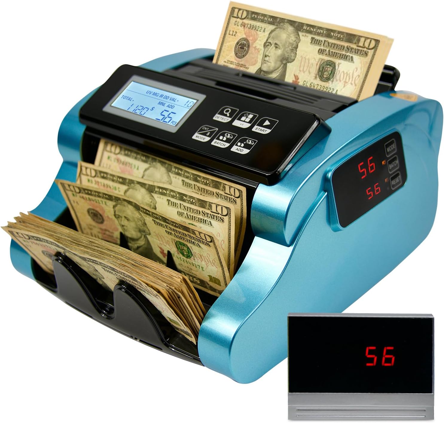 SucceBuy 1000 Pcs/Min Money Counter Business Cash Register Bill Counterfeit Bill Detector by UV/MG/IR/DD Function for Bank Store