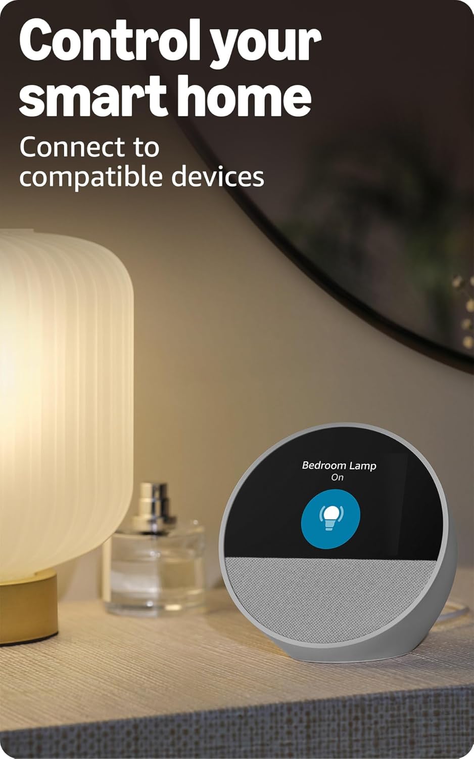 Echo Spot (newest model), Great for nightstands, offices and kitchens, Smart alarm clock with Alexa+ Early Access, Black