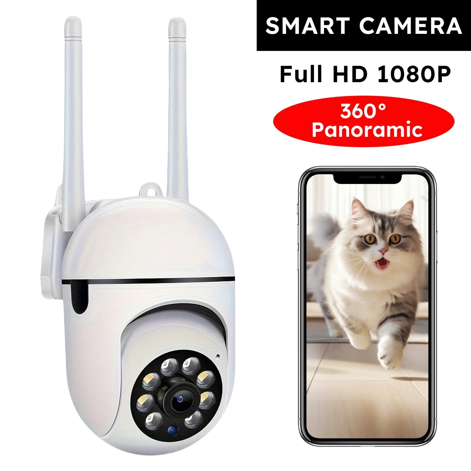 Ease Life APP Wireless 1080P HD Indoor/Outdoor WiFi Security Camera, Color Night Vision, 2-Way Audio, 360° Black Y108